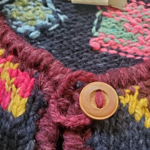 Vtg Wool Cardigan Sweater Womens Medium Aztec 90s Colorful - Picture 13 of 13
